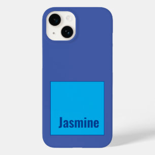 Coque Pour iPhone 14 Ajouter Votre Nom Modern Minimaliste Blue