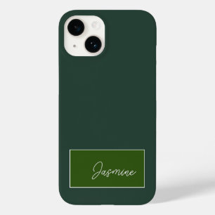 Coque Pour iPhone 14 Ajouter Votre Nom Modern Minimaliste Script Vert