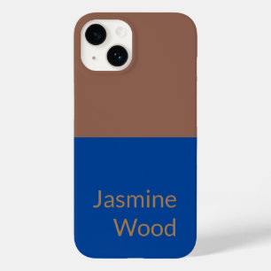 Coque Pour iPhone 14 Ajouter Votre Nom Moderne Minimaliste Bleu Brown