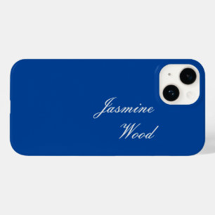 Coque Pour iPhone 14 Ajouter Votre Nom Moderne Minimaliste Bleu Profond