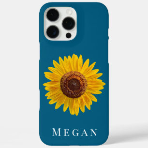 Coques iPhone 16 Pro Max Ajouter Votre Nom Ocean Blue Yellow Sunflower