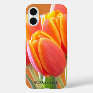 Coques iPhone 16 Plus Ajouter Votre Nom Orange Tulip Flowers Photographi