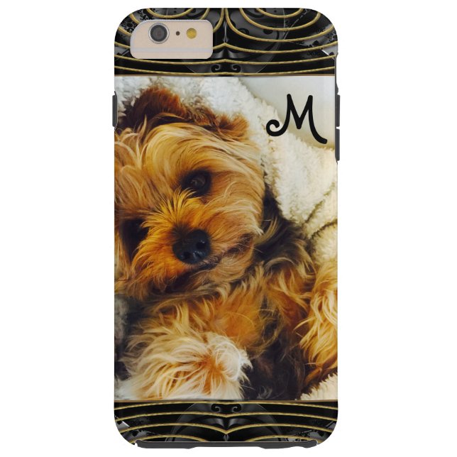 Coques Case-Mate iPhone Ajouter Votre Propre Photo Lazy Yorkie Monogramme (Dos)