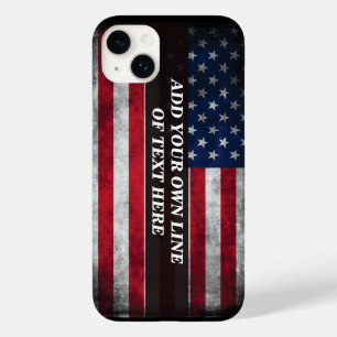 Coque Pour iPhone 14 Plus Ajouter votre texte sur le drapeau américain
