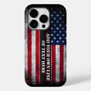 Coque Pour iPhone 14 Pro Ajouter votre texte sur le drapeau américain