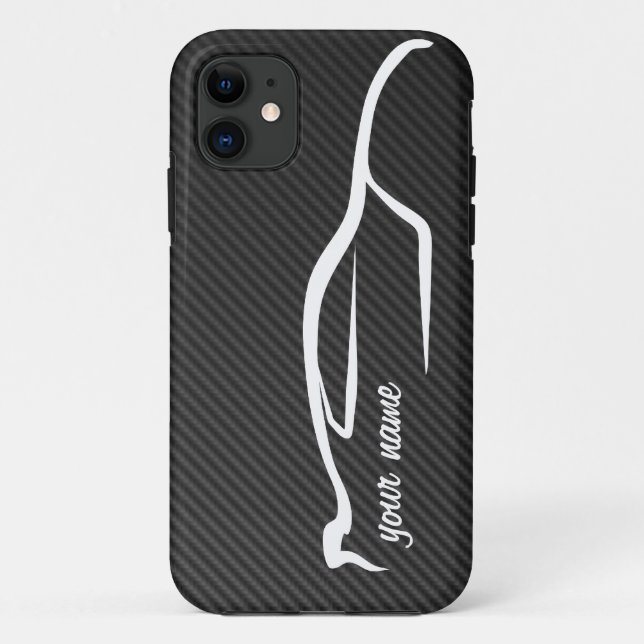 Coques Case-Mate iPhone "ajoutez votre logo blanc GTR de silhouette" (Dos)