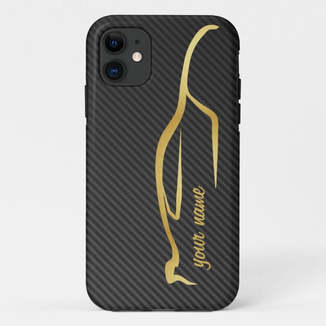 Coques Case-Mate iPhone "ajoutez votre" logo nommé de silhouette d'or (Dos)