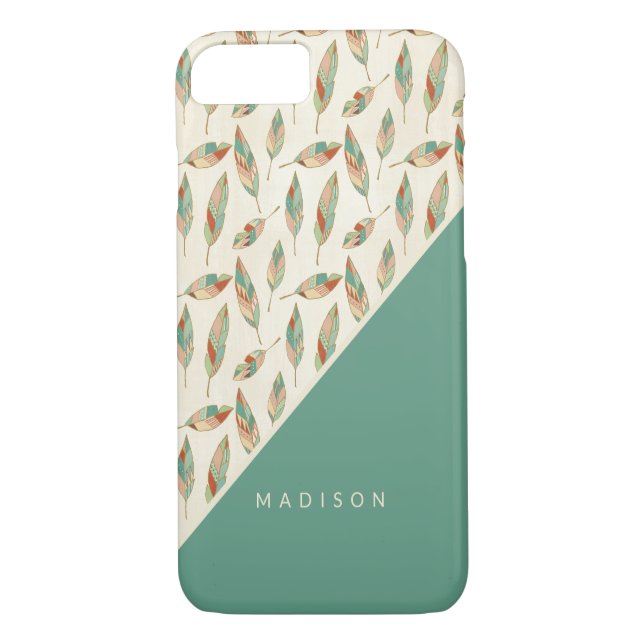 Coques Case-Mate iPhone Ajoutez votre motif | géométrique nommé de plume (Dos)