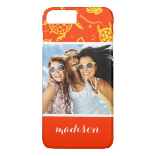 Coque iPhone 7 Plus Ajoutez votre motif orange de plage de la photo  