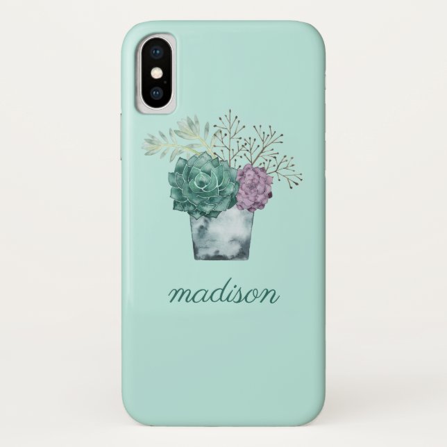 Coques Case-Mate iPhone Ajoutez votre nom | Collection Plante Happiness |  (Dos)