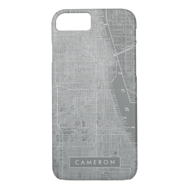 Coques Case-Mate iPhone Ajoutez votre nom | Croquis de Chicago City Map (Dos)