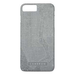 Coque iPhone 8 Plus/7 Plus Ajoutez votre nom   Croquis de New York City Map