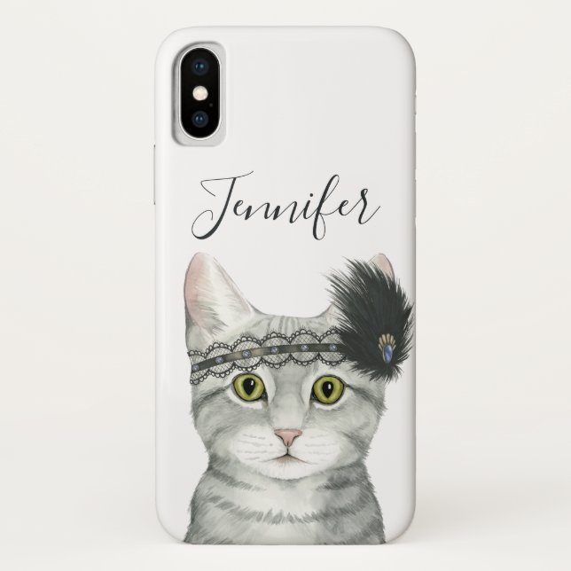 Coques Case-Mate iPhone Ajoutez votre nom | Downton Cat (Dos)