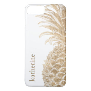 Coques Pour iPhone Ajoutez votre nom Pinneapple Tropical Or