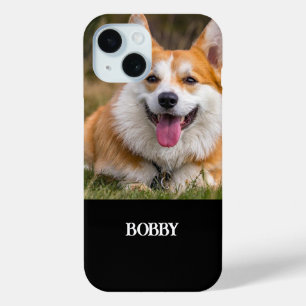 Coque Pour iPhone 15 Ajoutez votre propre photo de chien et nom