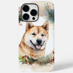 Coque Pour Pour iPhone 14 Pro Max Akita Christmas Wreath Festive Pup