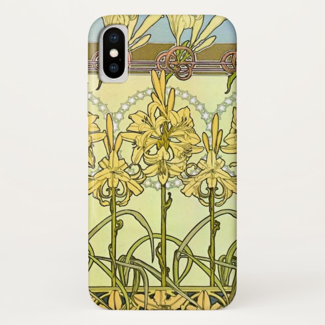 Coques Case-Mate iPhone Alfonse Mucha Art Nouveau Lily motif floral (Dos)