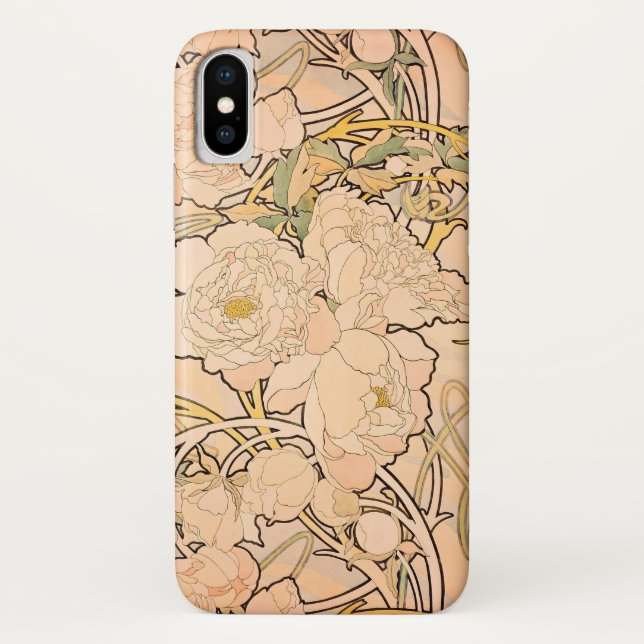 Coques Case-Mate iPhone Alfonse Mucha Art Nouveau Peonies (Dos)