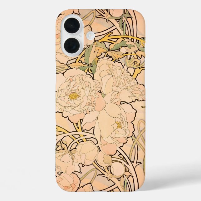 Coques Case-Mate iPhone Alfonse Mucha Art Nouveau Peonies (Verso)