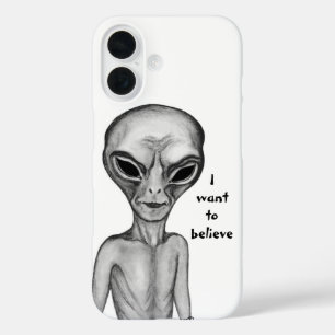 Coque Pour iPhone 16 Alien gris, je veux croire