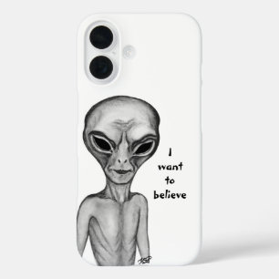 Coque Pour iPhone 16 Alien gris, je veux croire