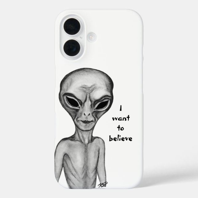 Coques Case-Mate iPhone Alien gris, je veux croire (Verso)