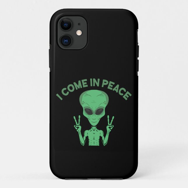 Coques Case-Mate iPhone Alien Vert Je Viens En Paix OVNI Extraterrestre (Dos)