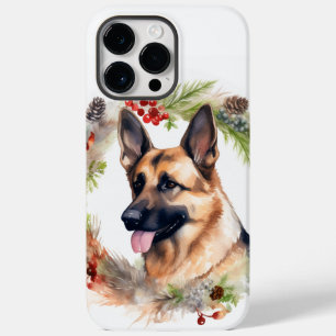 Coque Pour Pour iPhone 14 Pro Max Allemand Berger Noël Wreath Festive Pup