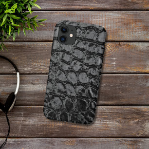 Coque iPhone 11 Alligator noir Faux cuir