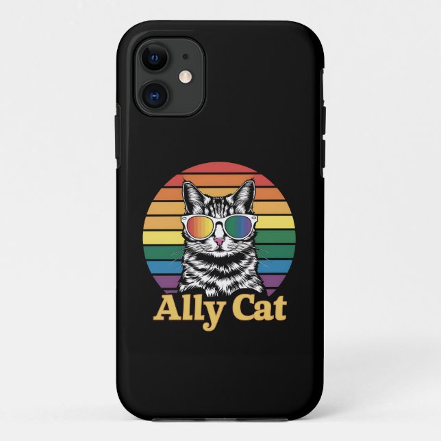 Coques Case-Mate iPhone Ally Cat LGBT Rainbow Flag LGBTQ Cadeau (Dos)