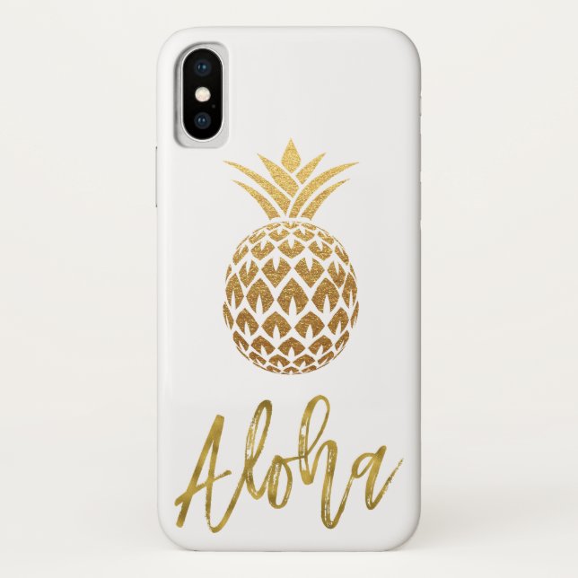 Coques Case-Mate iPhone Aloha Aigle Tropical Ananas White et Gold Foil (Dos)