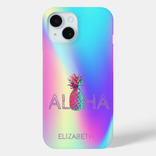 Coque Pour iPhone 15 Aloha Hawaiian Ananas Holographique