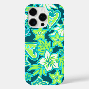 Coques iPhone 16 Pro Aloha Heart Hawaiian Hibiscus Tropical Turquoise