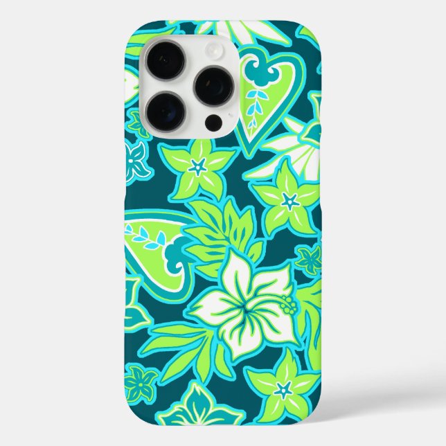 Coques Case-Mate iPhone Aloha Heart Hawaiian Hibiscus Tropical Turquoise (Verso)