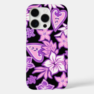 Coques iPhone 16 Pro Aloha Heart Hawaiian Hibiscus Tropical Violet