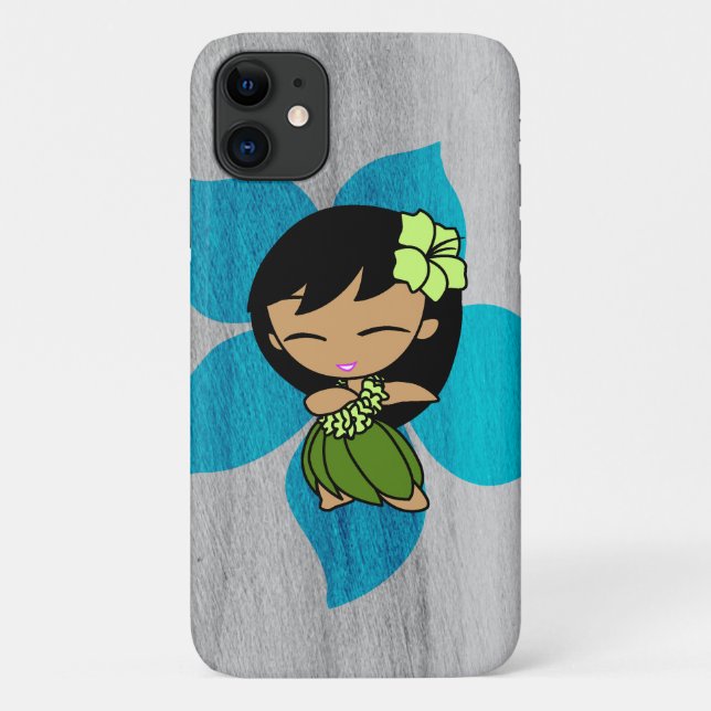 Coques Case-Mate iPhone Aloha Honeys Hawaiian Hula Girl Argent Faux Wood (Dos)