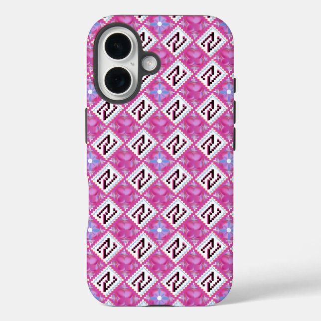 Coques Case-Mate iPhone Alphabet Géométrique Rose Chic Initiale N (Verso)