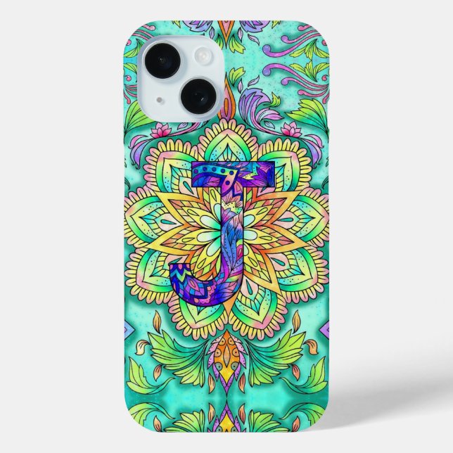 Coques Case-Mate iPhone Alphabet J mandala (Verso)
