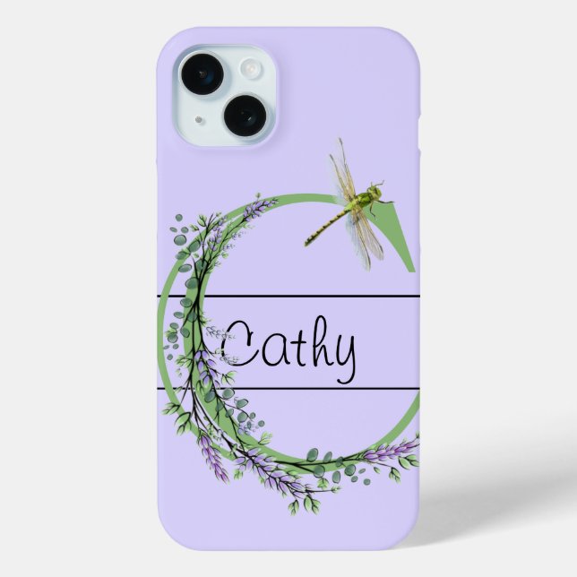 Coques Case-Mate iPhone alphabet monogramme C Lavender Eucalyptus Dragonfl (Verso)