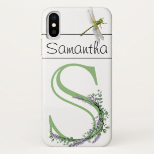 Case-Mate iPhone Case alphabet monogramme S Lavande Eucalyptus Dragonfly