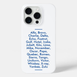 Coque iPhone 15 Pro alphabet phonétique "OTAN", Alfa à Zulu