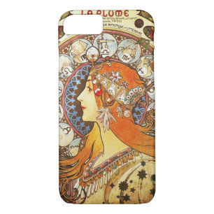 Coque iPhone 8/7 Alphonse Mucha La Plume Zodiac Art Nouveau Vintage