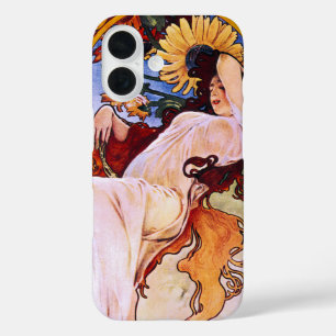 Coque Pour iPhone 16 Alphonse Mucha Saison d'été, Art nouveau vintage