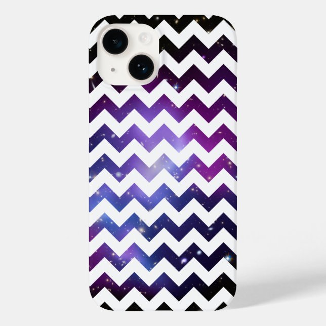 Coques Case-Mate iPhone Amas de galaxies violet zigzag blanc (Verso)