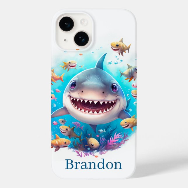 Coques Case-Mate iPhone Amateurs de requins cool ajouter un nom (Verso)