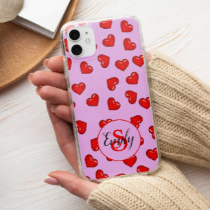Coques iPhone 16 Pro Max Amateurs élégants Coeur rouge motif sur Ca mauve d