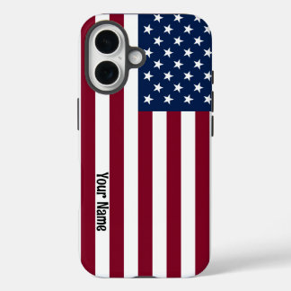 Coque Pour iPhone 16 American Flag with Custom Text