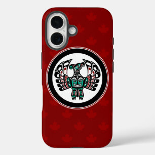 Coque Pour iPhone 16 Amérindien Red Black Art Thunderbird