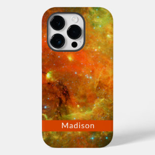 Coque Pour iPhone 14 Pro Amérique du Nord Nebula Orange Green Votre nom