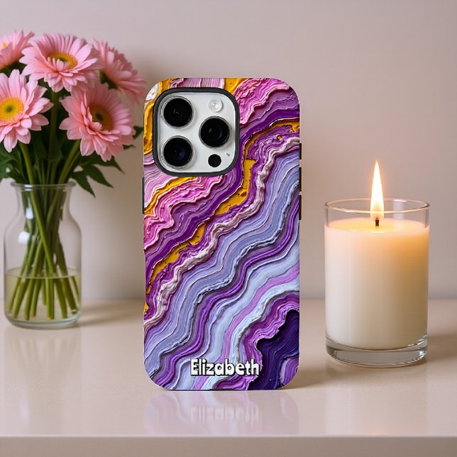 Coques Case-Mate iPhone Améthyste d'art fluide et or (Créateur téléchargé)
